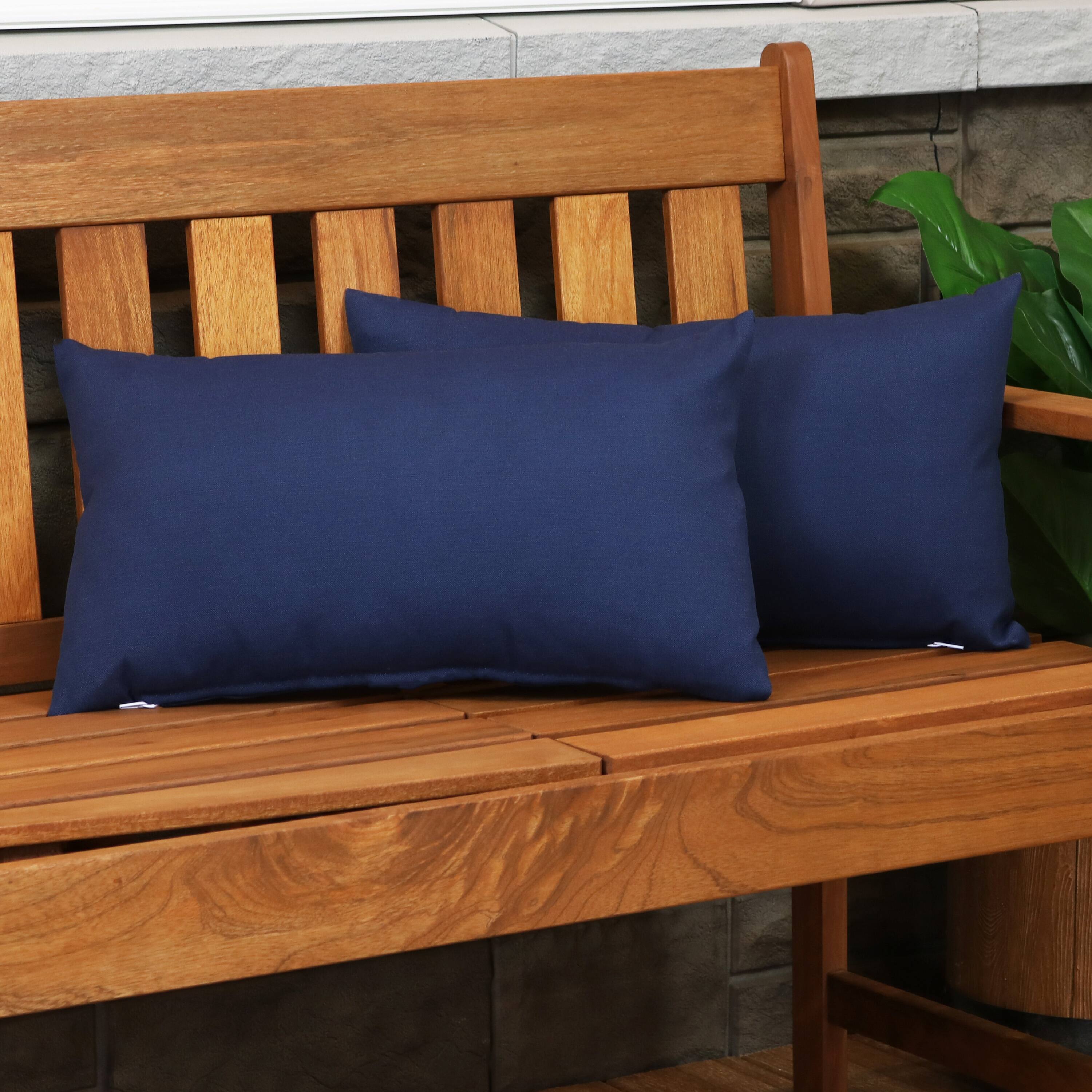 Alt View 3. Sunnydaze - Lumbar Throw Pillow Cover - 20 in - Set of 2 - Navy.