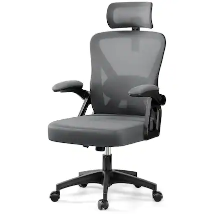 Front. Brick Attic - Ergonomic High-back Adjustable Office Chairs with Headrests and Adjustable Armrests, Home Office Swivel Desk Chair. - Dark Grey.