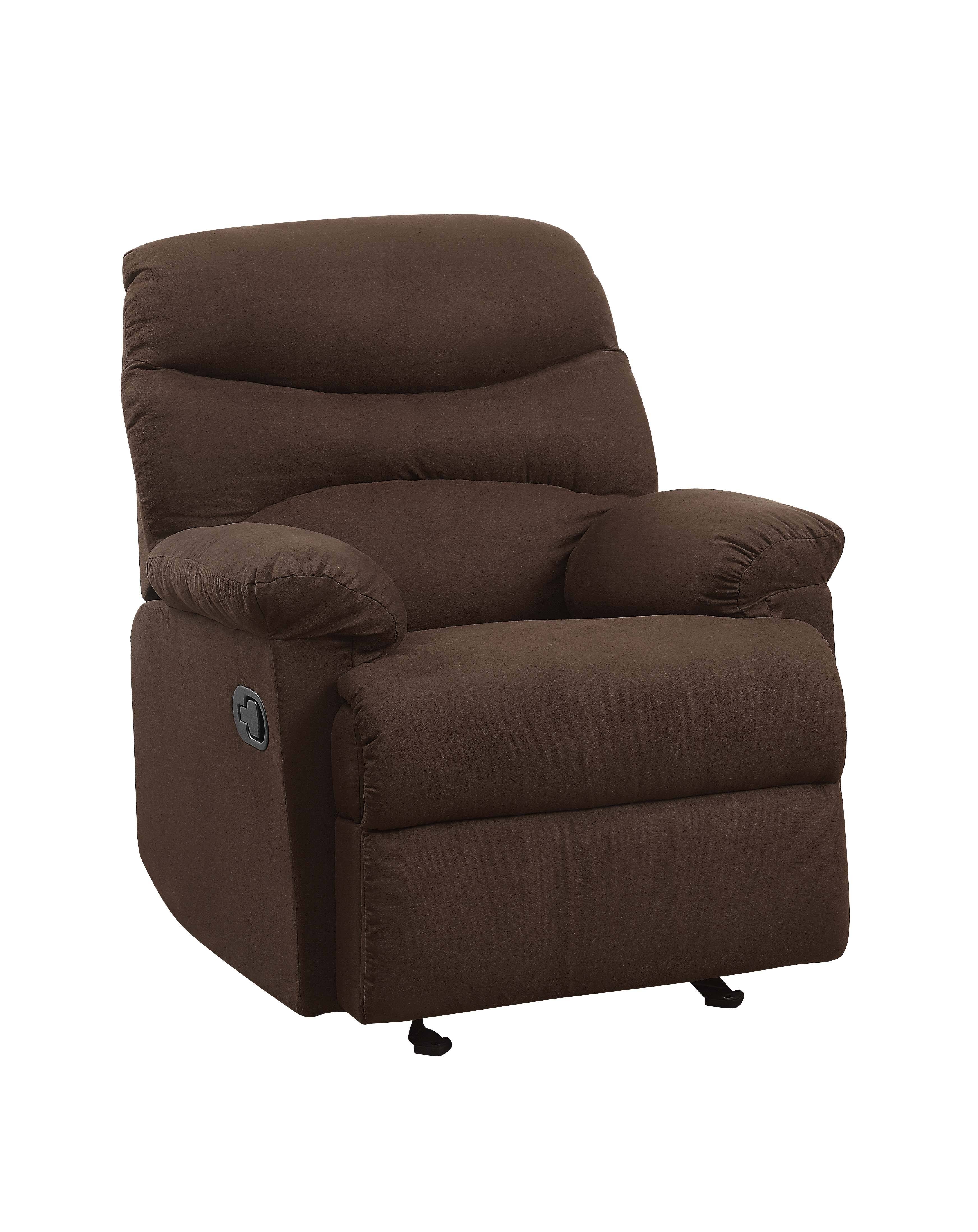 Left. TinyHomie - Arcadia Chocolate Microfiber Motion Glider Recliner - Chocolate.