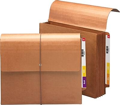 Smead - End Tab Wallet, 5-1/4" Expansion, Flap and Cord Closure, Letter Size, 10 per Box - Redrope