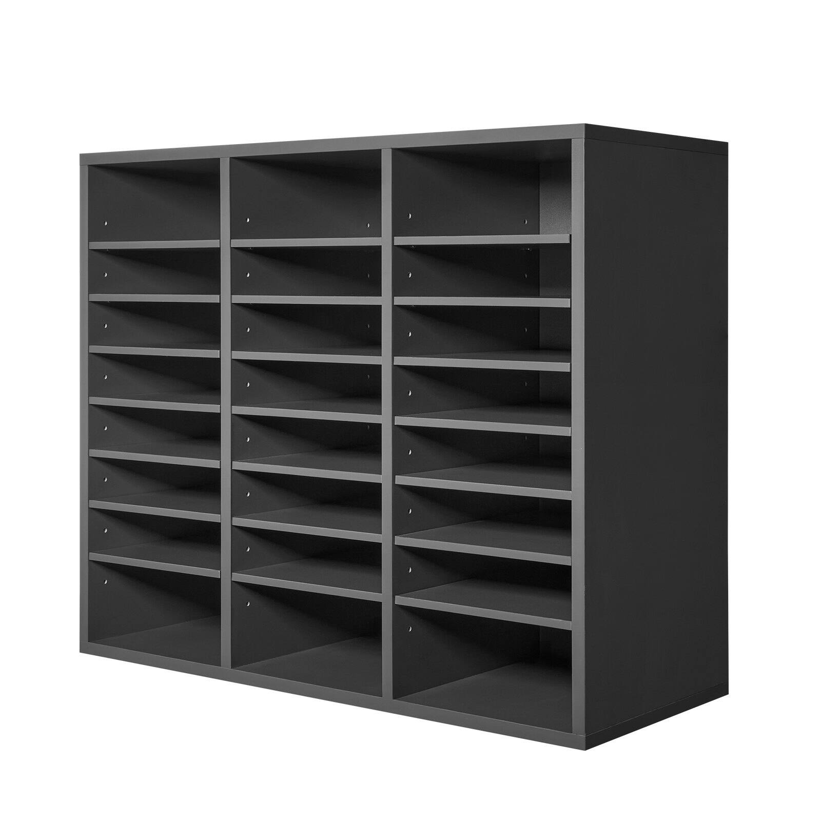 Alt View 8. Glintex - Literature Organizer 24 Compartments Wood Mailbox Sorter with Adjustable Shelves for Office Home File Storage - Grey.