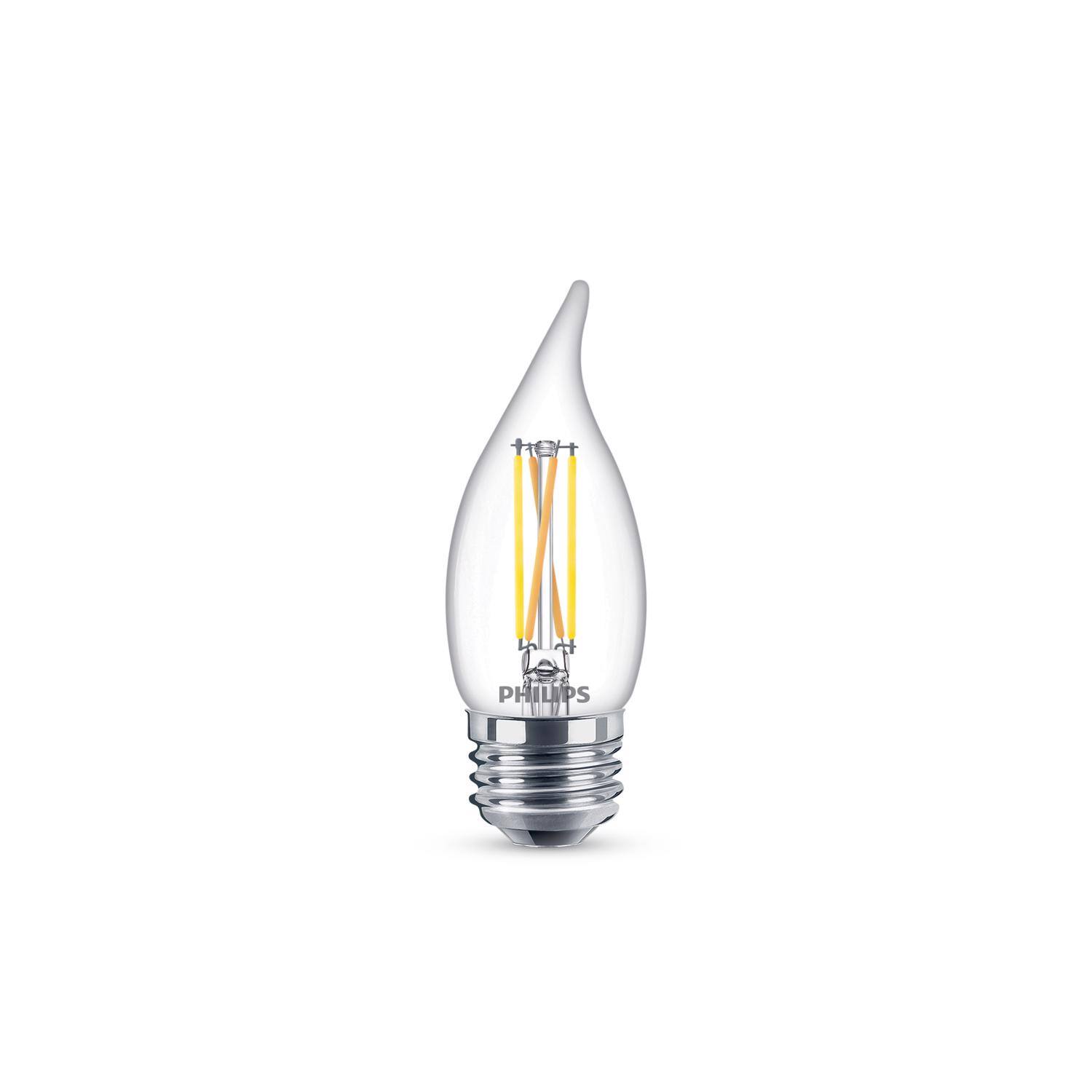 Angle. Philips - Philips BA11 E26 (Medium) LED Bulb Soft White 60 Watt Equivalence 3 pk.