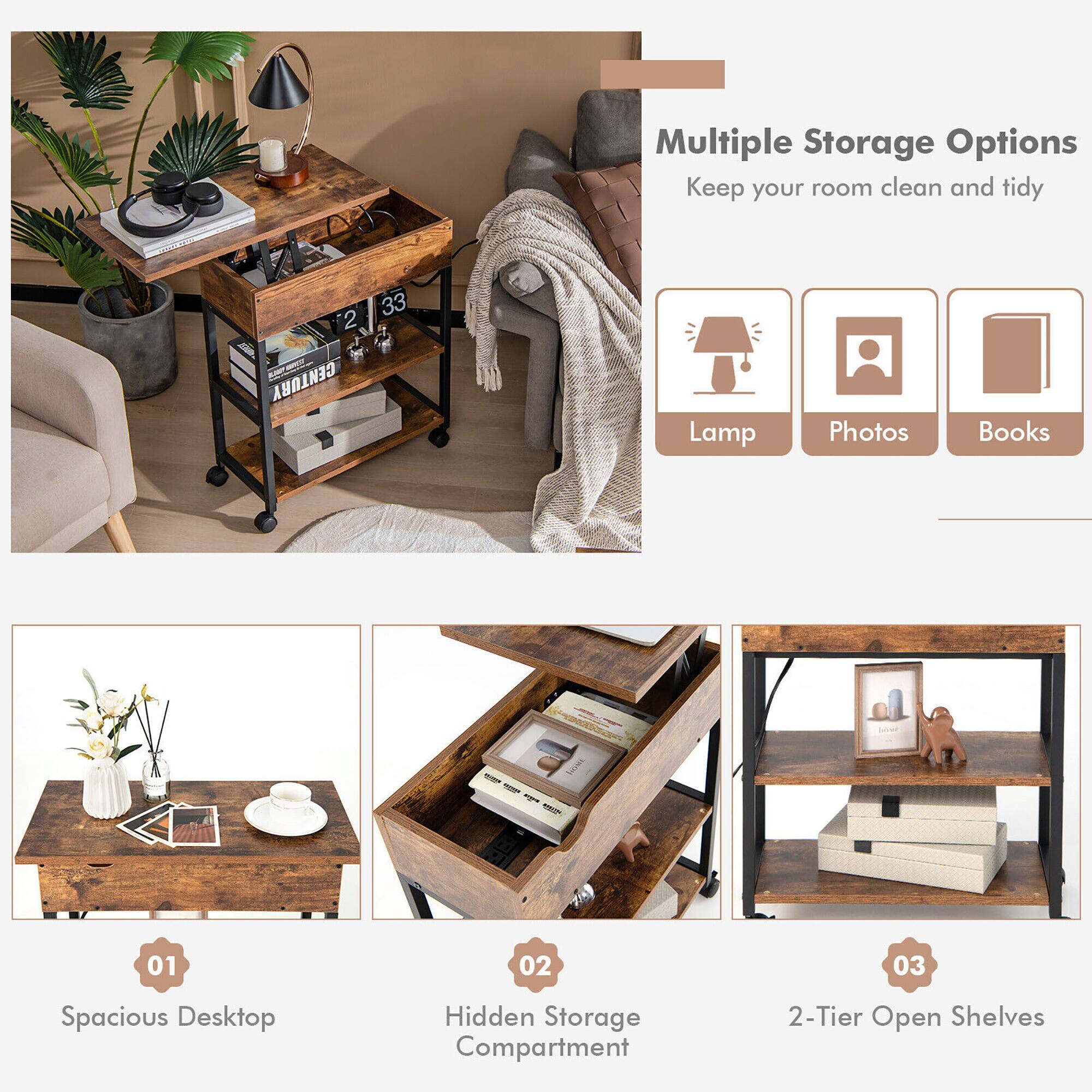 Multiple Storage Options  
Keep your room clean and tidy

2 33 CENTURY  
Lamp  
Photos  
Books  
01  
02  
03  
Spacious Desktop  
Hidden Storage Compartment  
2-Tier Open Shelves