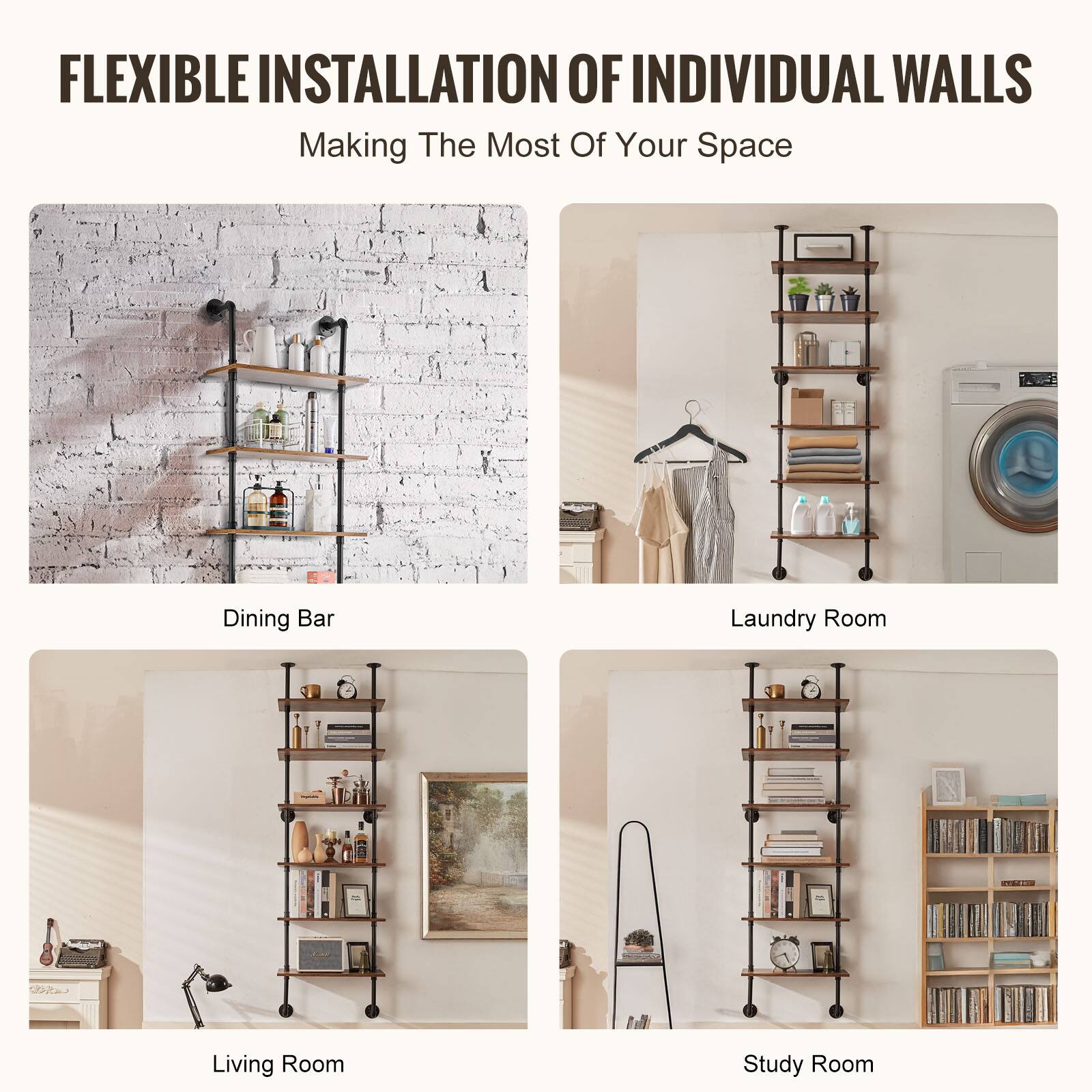 FLEXIBLE INSTALLATION OF INDIVIDUAL WALLS  
Making The Most Of Your Space  

Dining Bar  
Laundry Room  
Living Room  
Study Room