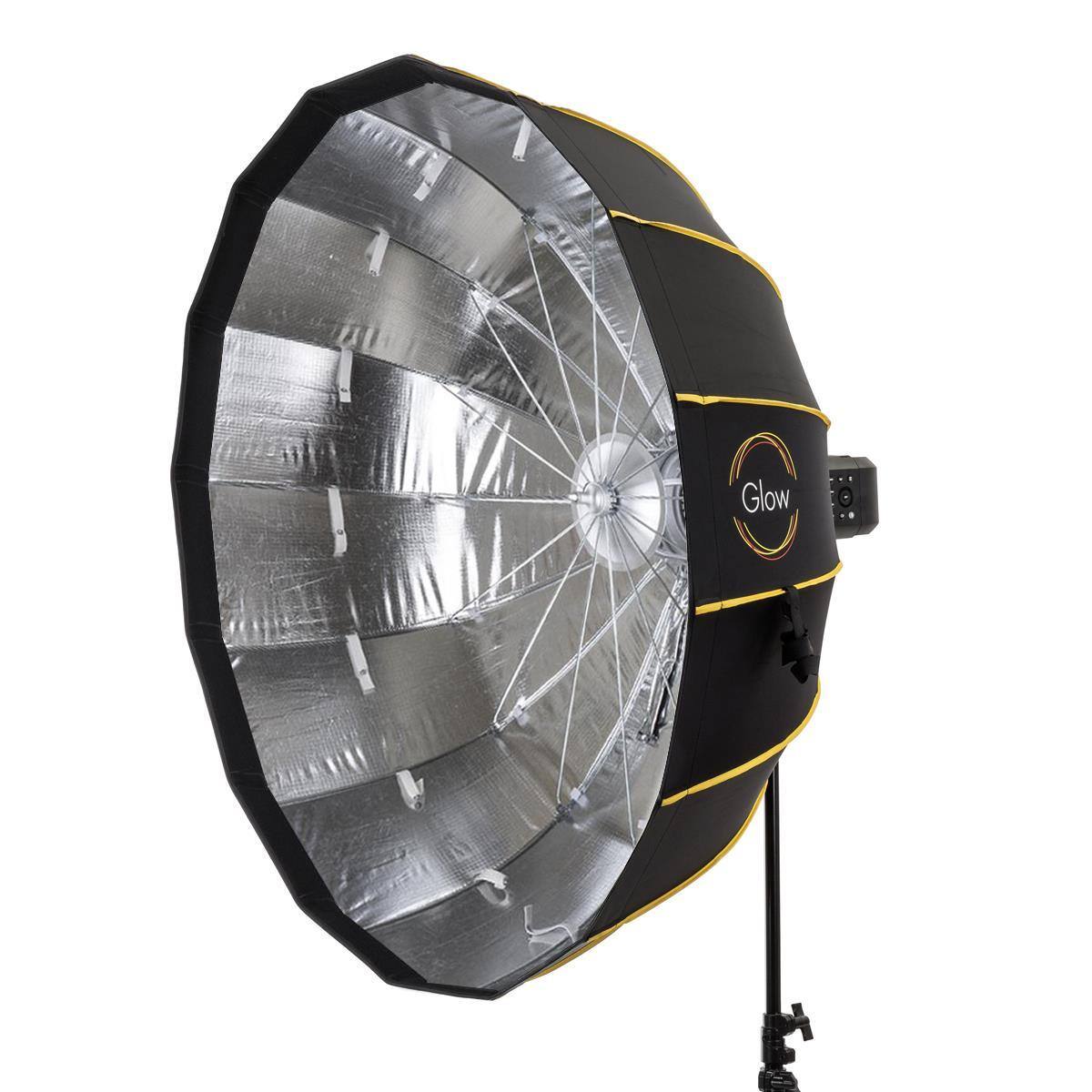Alt View 2. Glow - Glow EZ Lock 42" Collapsible Silver Beauty Dish Softbox w/Bowens Mount Speedring and Deflection Disk, 16 Ribbed Design.