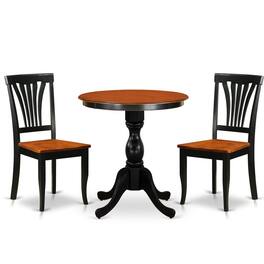 East West Furniture - 3-Piece Dining Table Set Include a Modern Dining Table and 2 Dining Chairs with Slatted Back - Multi-Color