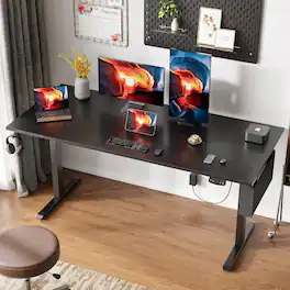 Furnulem - 63 Inches Electric Height Adjustable Standing Desk Ergonomic Home Office Desk - Black