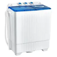 Costway - 26 lb. Portable Semi-Automatic Twin Tub Washing Machine with Drain Pump - Blue and White - Front_Zoom