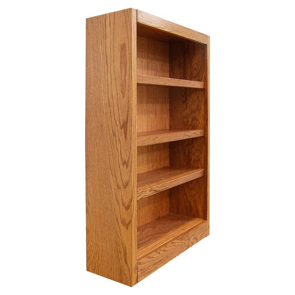 Angle. Concepts in Wood - Single Wide Bookcase 4 Shelves Dry Oak Finish - Brown.