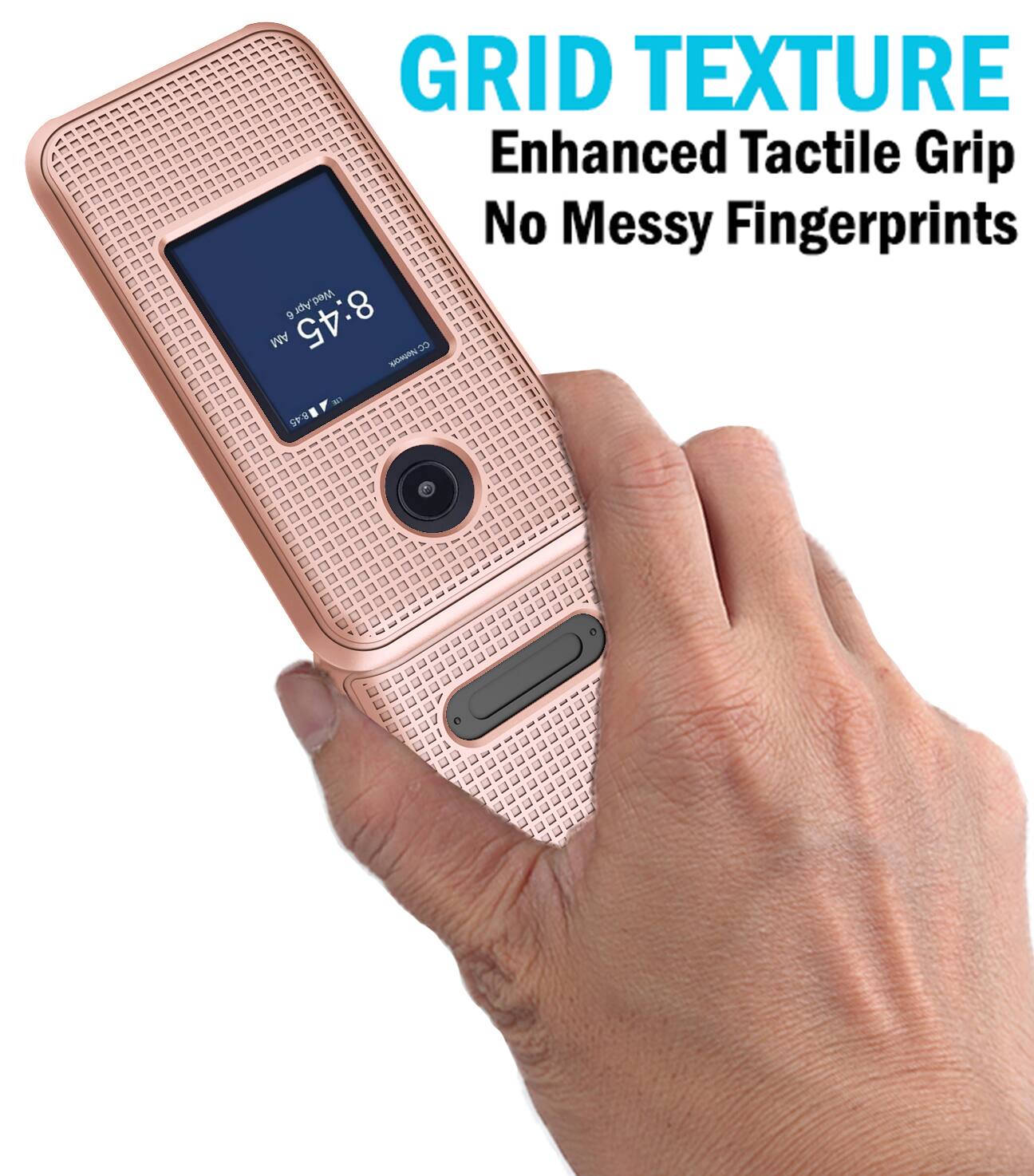 GRID TEXTURE  
Enhanced Tactile Grip  
No Messy Fingerprints  

Apr Wed, 9 8:45 AM  
CC Network