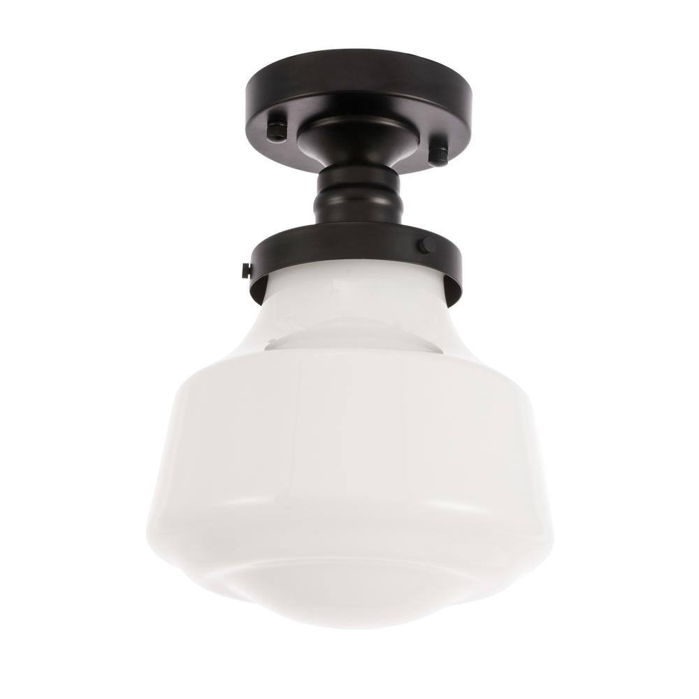Alt View 6. Living District - Lyle 1 light Black and frosted white glass Flush mount - Black And Frosted White Glass.