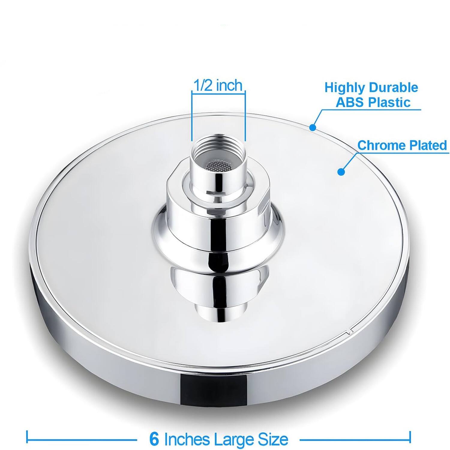 1/2 inch, Highly Durable ABS Plastic, Chrome Plated, 6 Inches Large Size