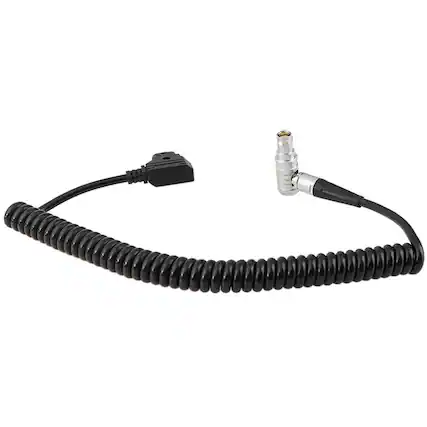 Front. CAMVATE - CAMVATE Coiled D-Tap to Right-Angle 4-Pin Power Cable for C300 MK II Camera.