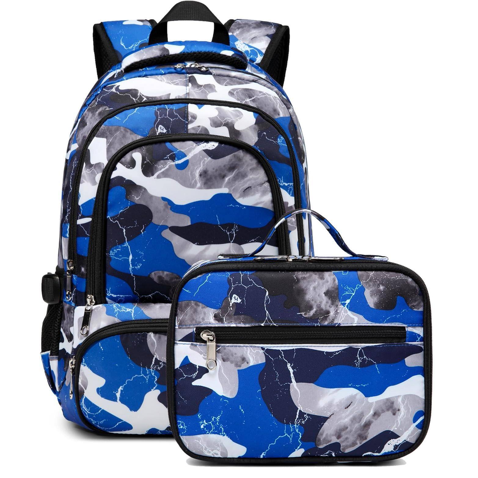 Front. Pacoar Cade - Backpacks Set With Lunch Bag For Primary Elementary School Bags Teens Middle Book Insulated Box Adolescentes To Travel - Black Blue.