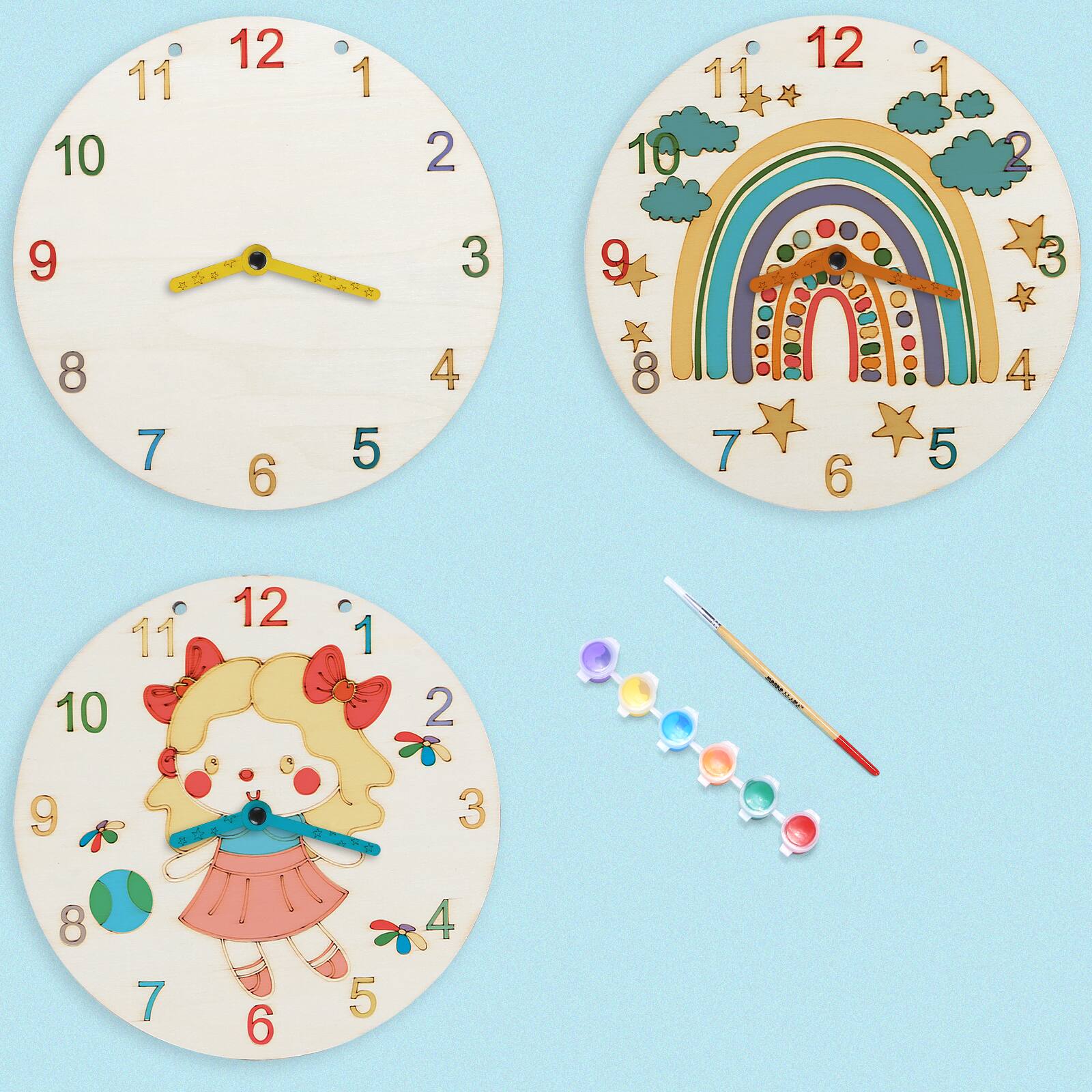 Front. Oumilen - DIY Wooden Clock Craft Kit - Brown.