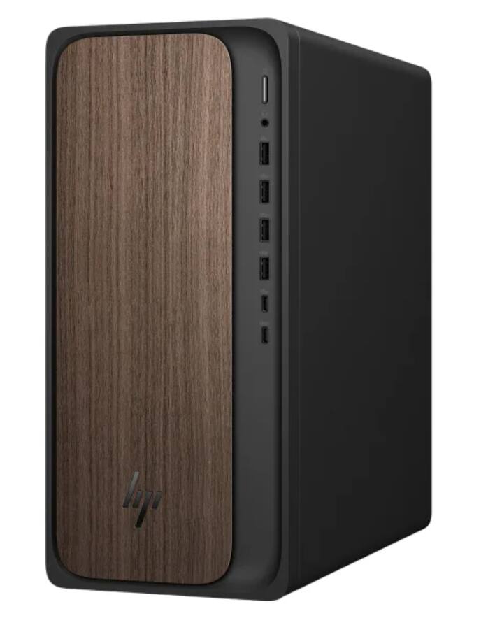 Alt View 6. HP - HP OmniDesk Desktop (Ultra 7-265, 32GB, 1TB SSD, Intel Graphics, Win 11 Pro ) - Dark Wood.