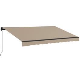 Outsunny - 12' x 10' Retractable Awning, Patio Awning Sunshade Shelter with Manual Crank Handle, 280gsm UV Resistant Fabric - Beige