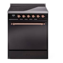 ILVE - Nostalgie II 30 inch Induction Range with 4 Induction Elements - Glossy Black