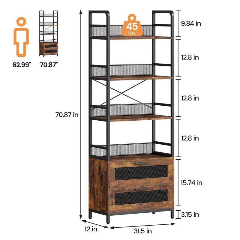 - Weight capacity: 45 lbs
- Overall height: 70.87 in
- Width: 31.5 in
- Depth: 12 in
- Shelf spacing: 12.8 in (between shelves)
- Drawer height: 15.74 in
- Drawer depth: 3.15 in
- Additional height: 9.84 in
- Overall height with additional height: 62.99 in