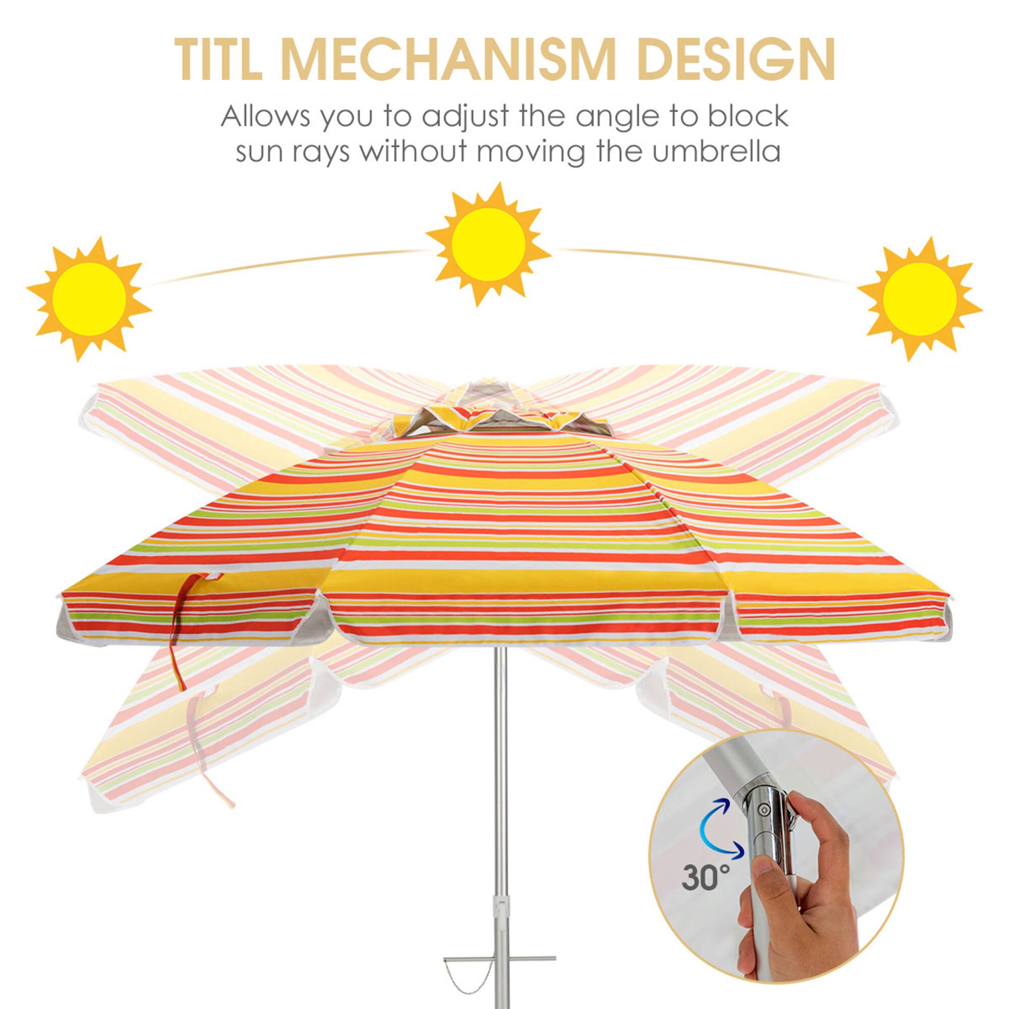 TITL MECHANISM DESIGN  
Allows you to adjust the angle to block sun rays without moving the umbrella