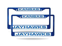 Rico Industries - Kansas Jayhawks (Set of 2) Blue Painted Metal Laser Cut License Plate Frames - Multi