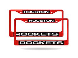 Rico Industries - Houston Rockets NBA (Set of 2) Red Painted Metal Laser Cut License Plate Frames - Multi