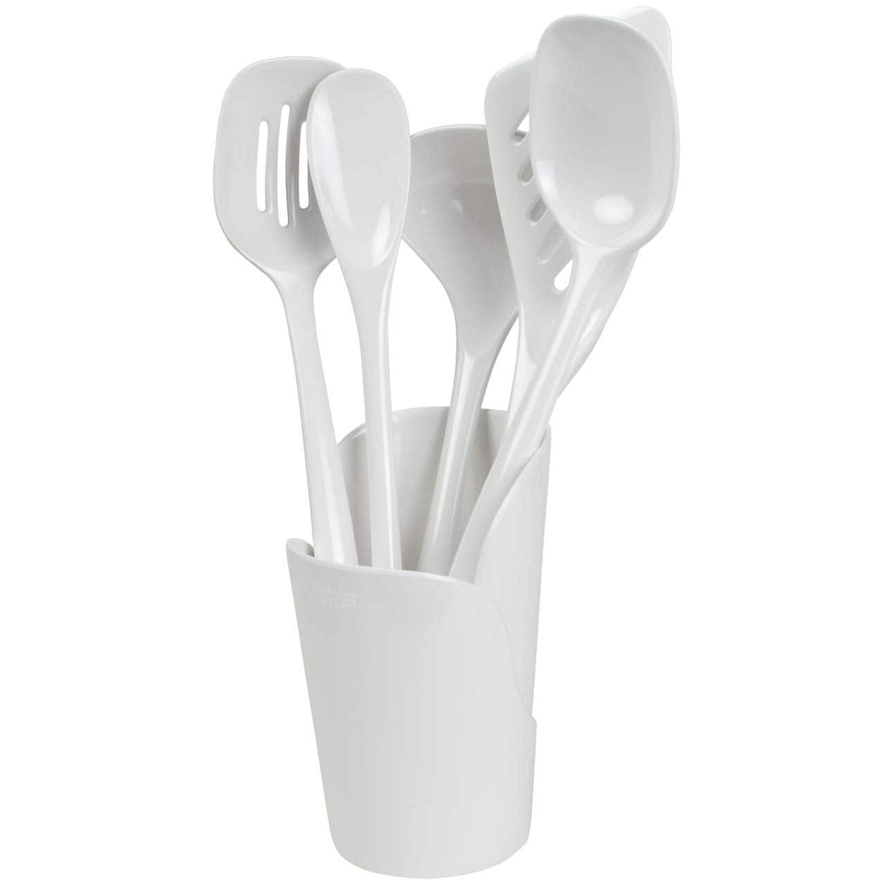 Hutzler - 6-piece Melamine Cooking Utensils Set and Storage Crock - White price history on PriceWatchPro