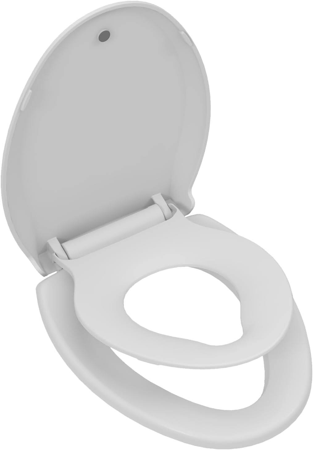 Jojoka - 2-in-1 Dual Seat 19 Inch PP Toilet Seat Elongated Soft Close Quick Install - White