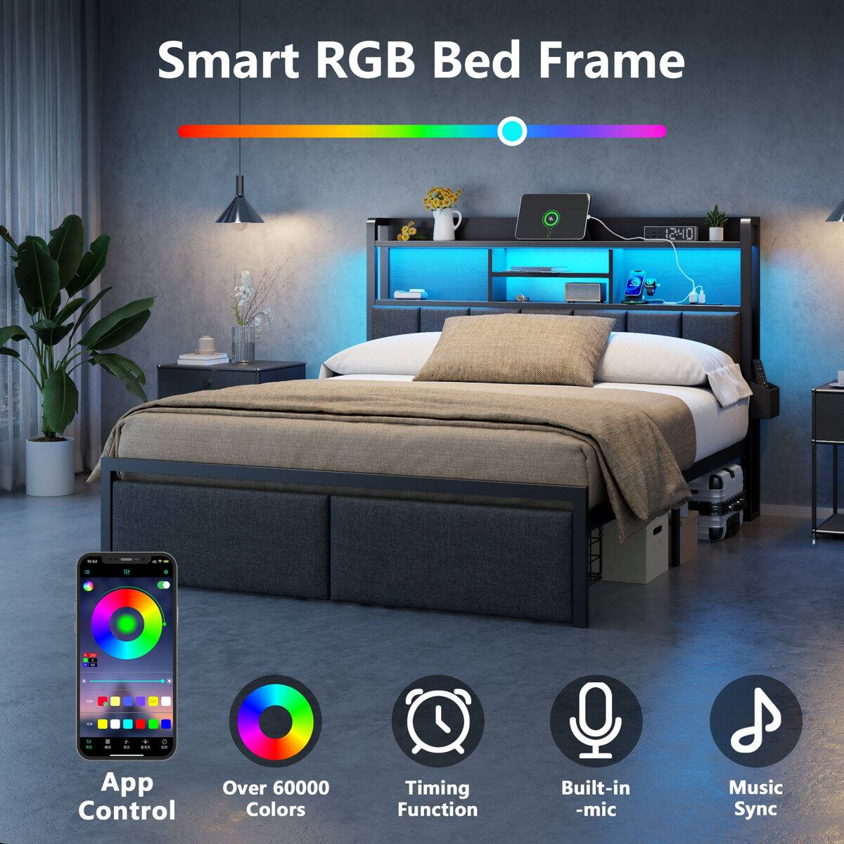 Smart RGB Bed Frame

App Control
Over 60000 Colors
Timing Function
Built-in -mic
Music Sync