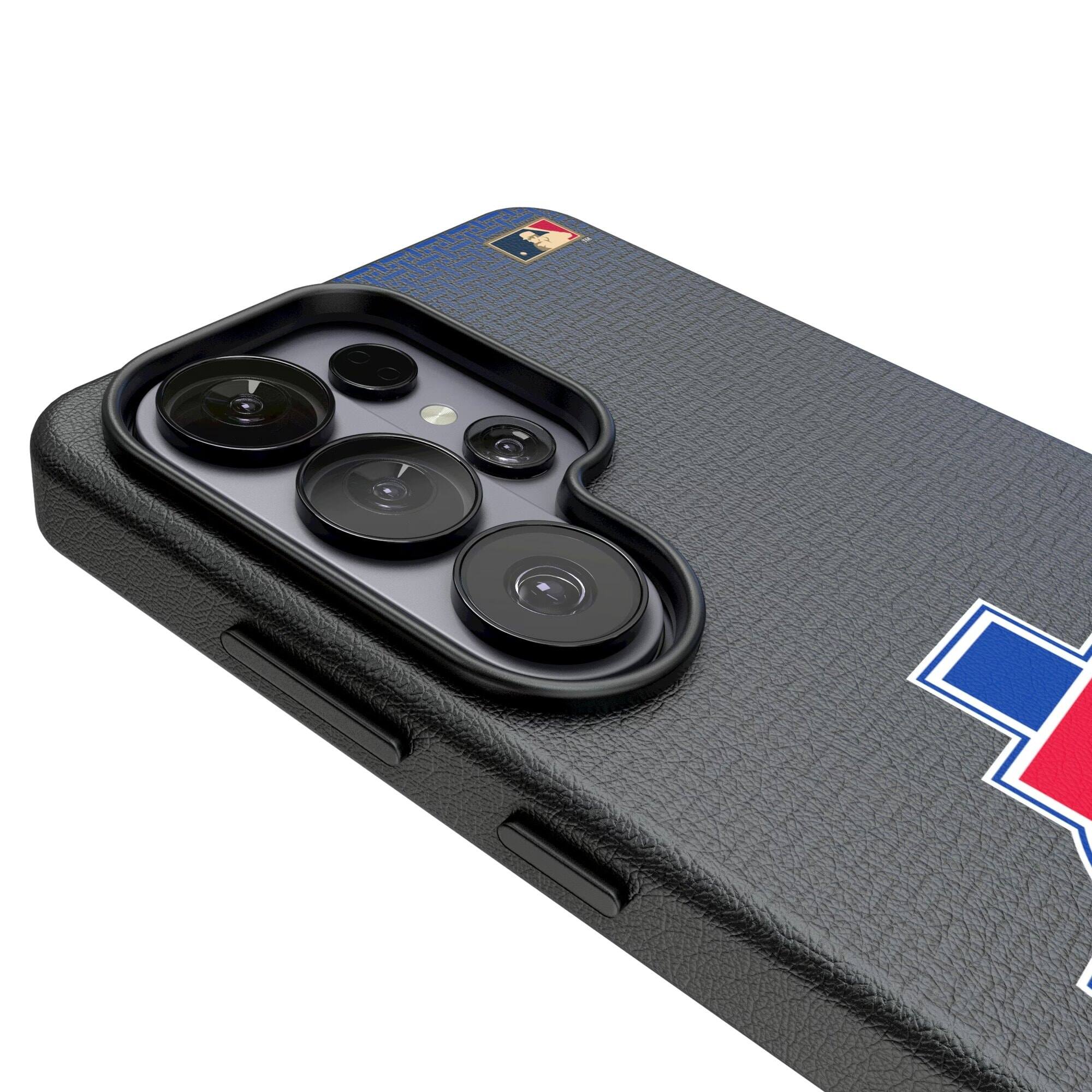 Alt View 2. Keyscaper - Texas Rangers Cooperstown Collection 1981-1983 Galaxy Magnetic Bump Case - S24 Ultra - Black.