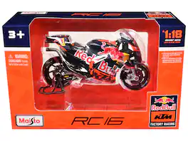 KTM RC16 Motorcycle #33 Brad Binder MotoGP " Bull KTM Factory Racing" 1/18 Diecast Model by Maisto - Red