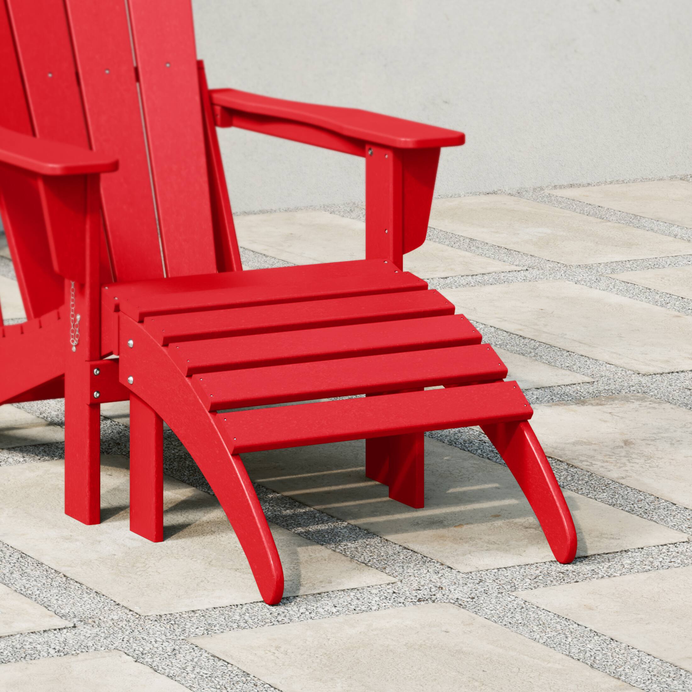 Angle. WestinTrends - WestinTrends Malibu Outdoor folding ottoman for Adirondack chair - Red.