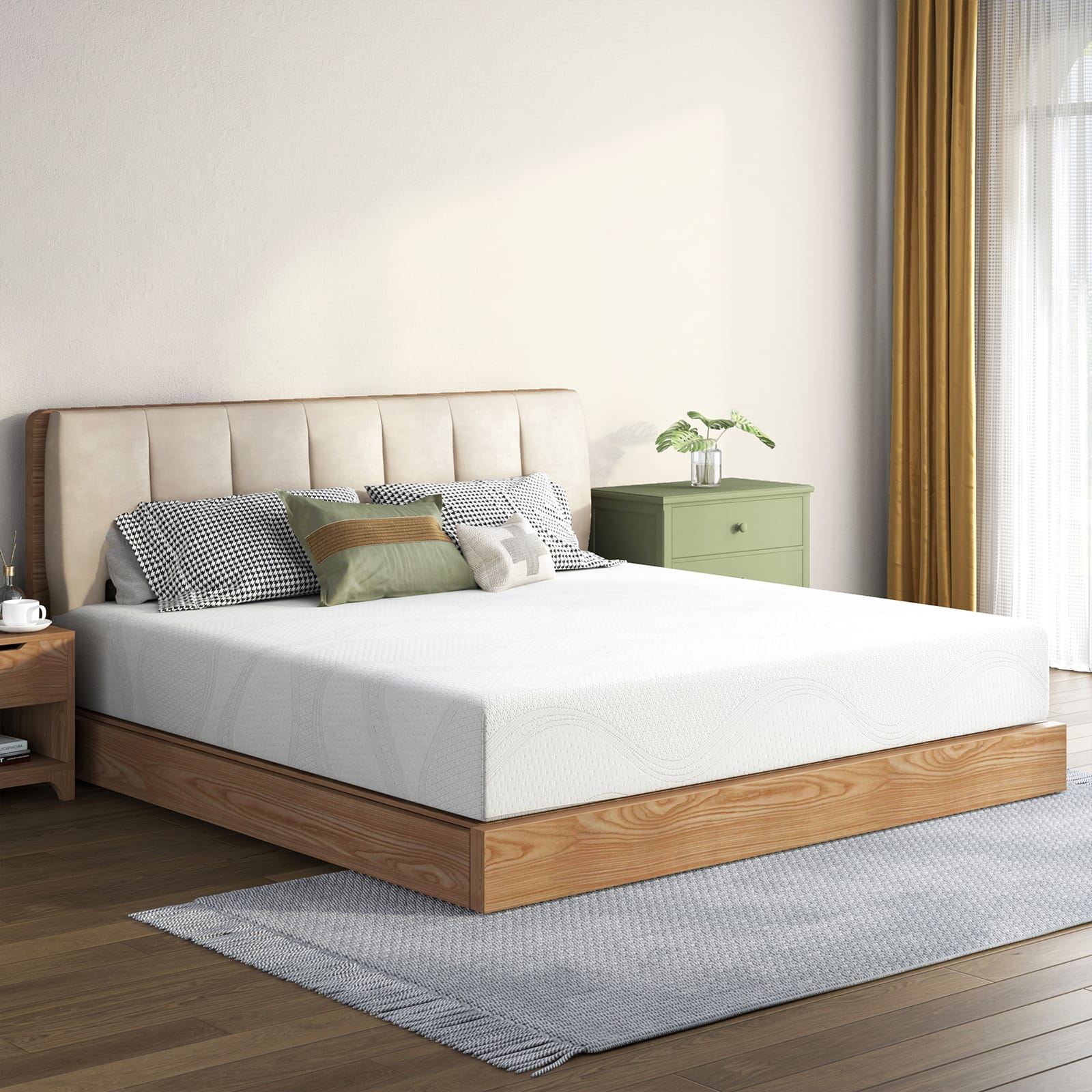 Chateau Abodes - 10'' King Size Memory Foam Mattress with Cooling Green Tea Gel, CertiPUR-US Certified - White