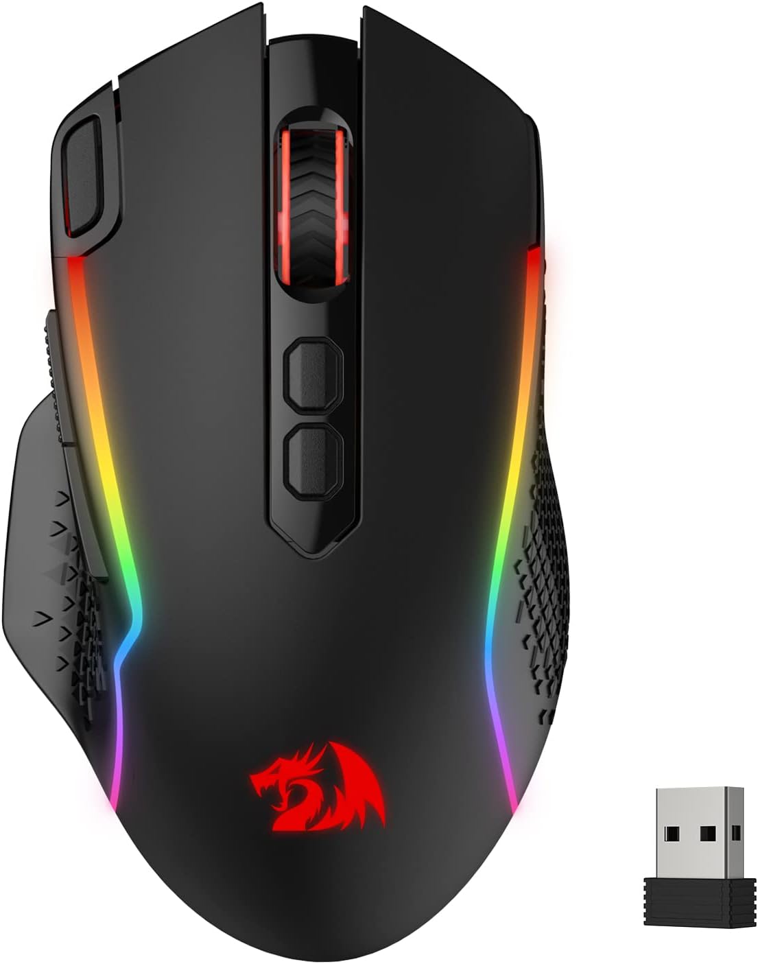 REDRAGON - M810 PRO Wireless RGB Gaming Mouse 10000 DPI Remapping Keys - Wireless - Black