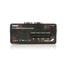 Startech - 4 Port USB KVM Switch Kit with Audio and Cables - Black