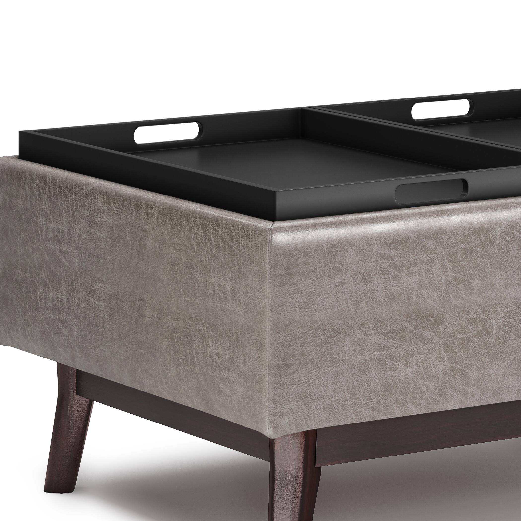 Alt View 13. Simpli Home - Owen Tray Top Small Coffee Table Storage Ottoman - Distressed Grey.