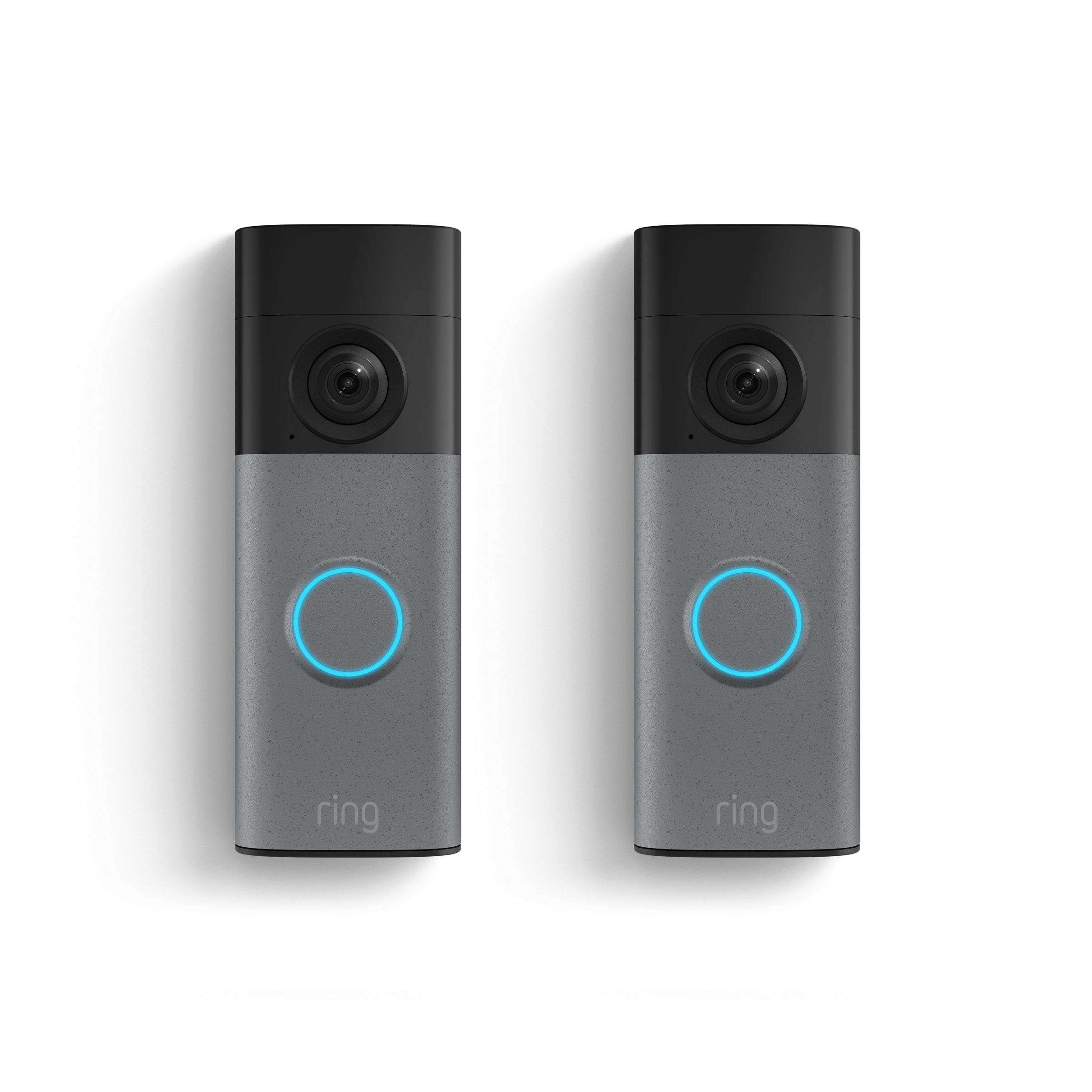 Ring - Battery Doorbell (2Pk) Retinal 2K with wide-angle video, up to 6x Zoom, Two-Way Talk, and Built-In Battery - Speckled Grey
