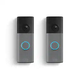 Ring - Smart Battery-Powered Doorbell (2Pk) Retinal 2K, 6x Zoom, Two-Way Talk, Built-In Battery, Surface, 1920x1920, Gray - Speckled Grey