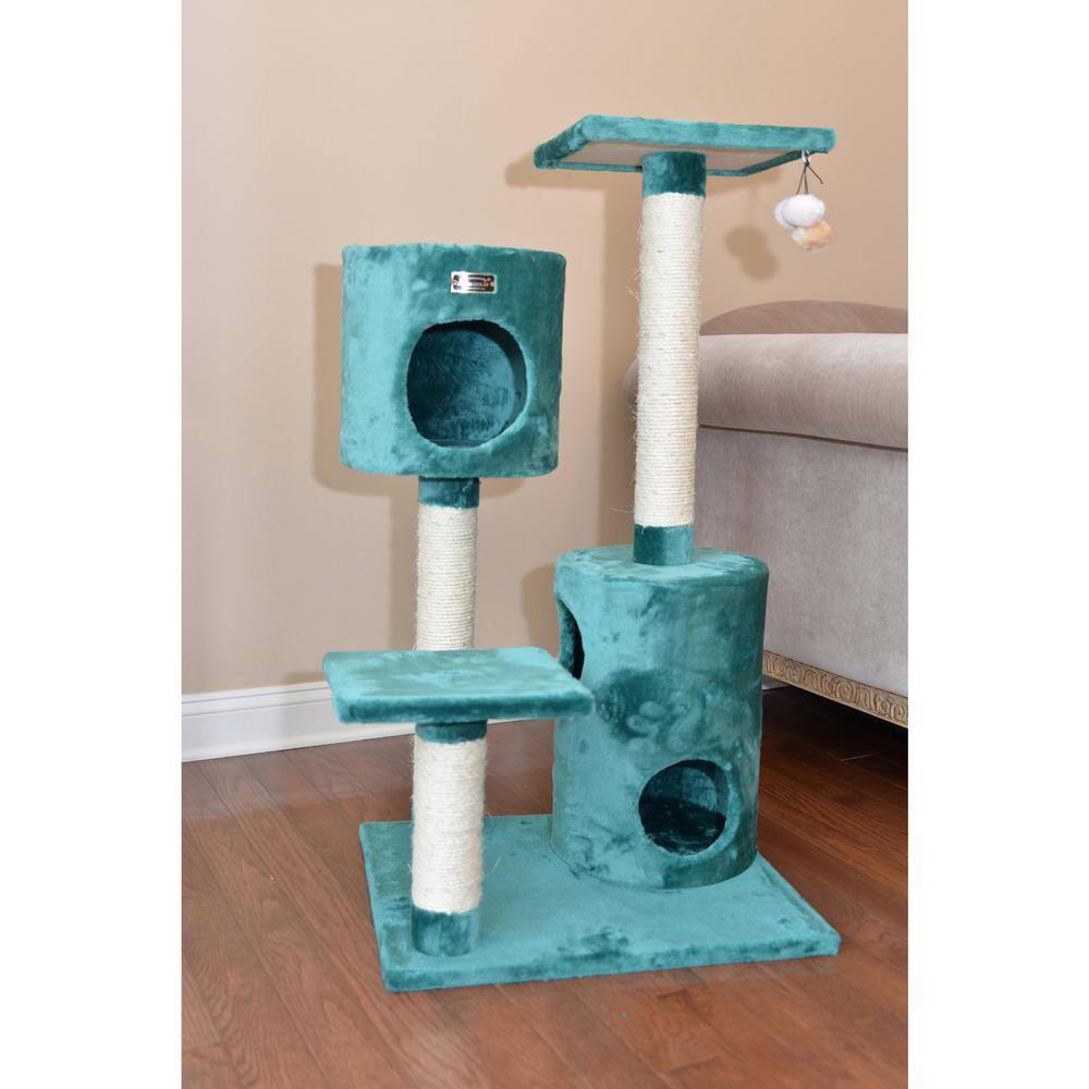 Left. Armarkat - Real Wood Cat Tree Condo House With 2 Private Condos 43 Green - Green.