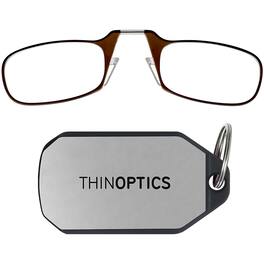 ThinOptics - 1.0 Reading Glasses with Silver KeyChain - Brown