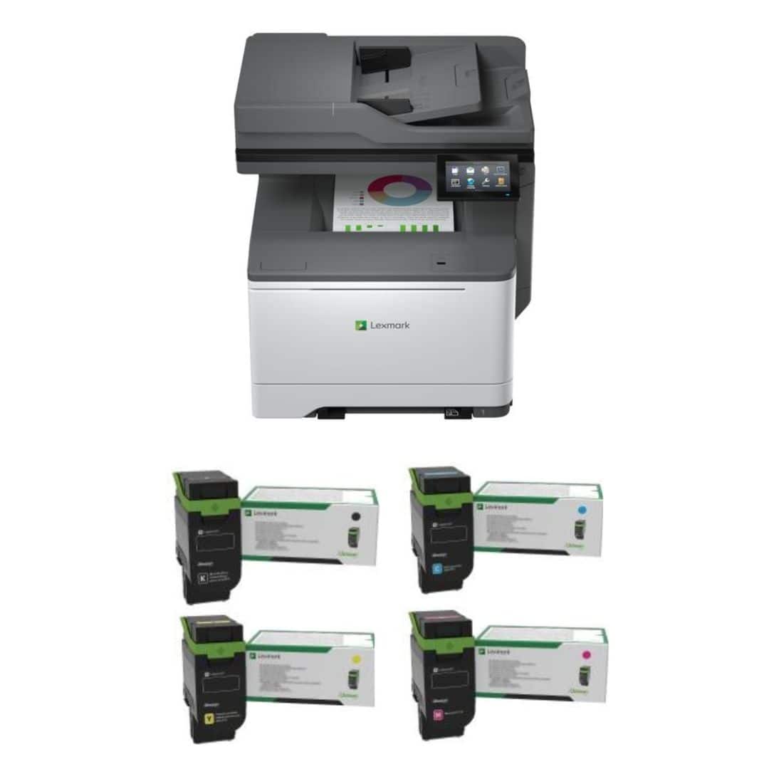 Lexmark - CX532adwe Color Laser Wireless All-in-One Printer + Cyan, Magenta, Yellow and Black Toner Cartridges Bundle - Color Laser