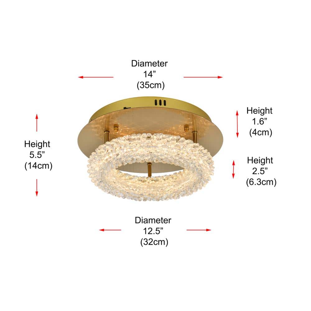 Elegant Lighting - Bowen 14 inch Adjustable LED Flush Mount - Satin Gold price history on PriceWatchPro