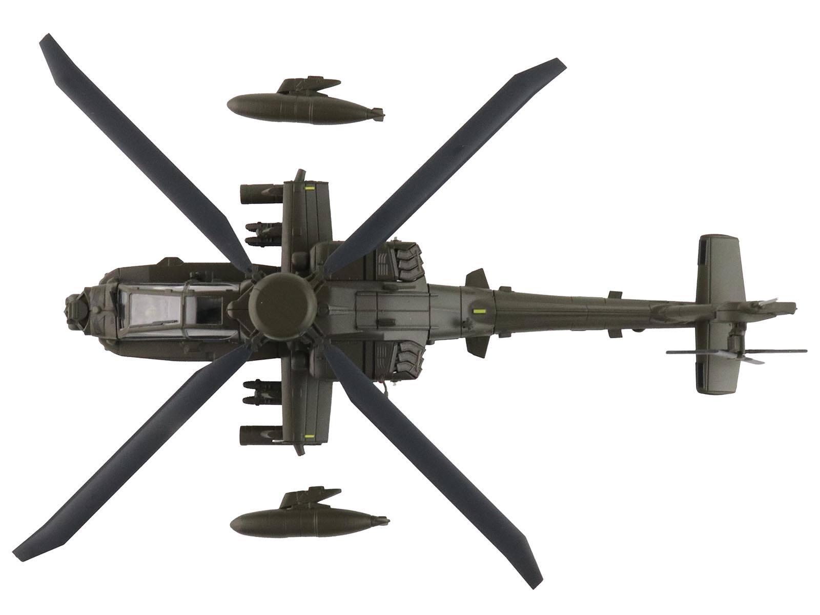 Back. Hobby Master - Boeing AH-64E Apache Echo Attack Helicopter "ZM714 Middle Wallop" (2022) British Army "Air Power Series" 1/72 - Black.