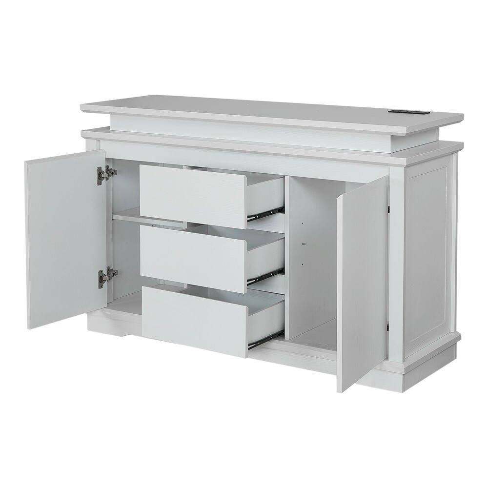 Back. Kadyn - Kadyn Console Table with LED Light, Wooden Storage Cabinet with Drawers and Doors for Entryway, White - White.