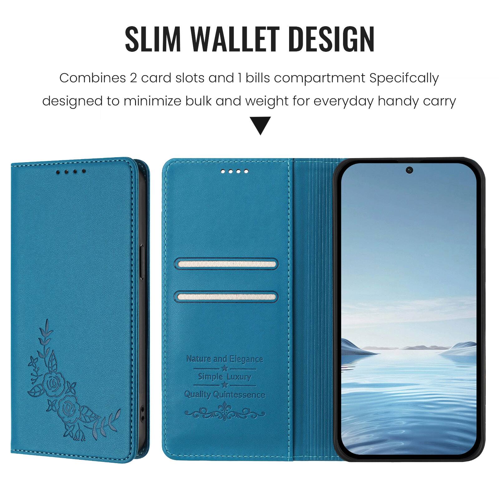 SLIM WALLET DESIGN  
Combines 2 card slots and 1 bills compartment  
Specifically designed to minimize bulk and weight for everyday handy carry  

Nature and Elegance  
Simple Luxury  
Quality Quintessence