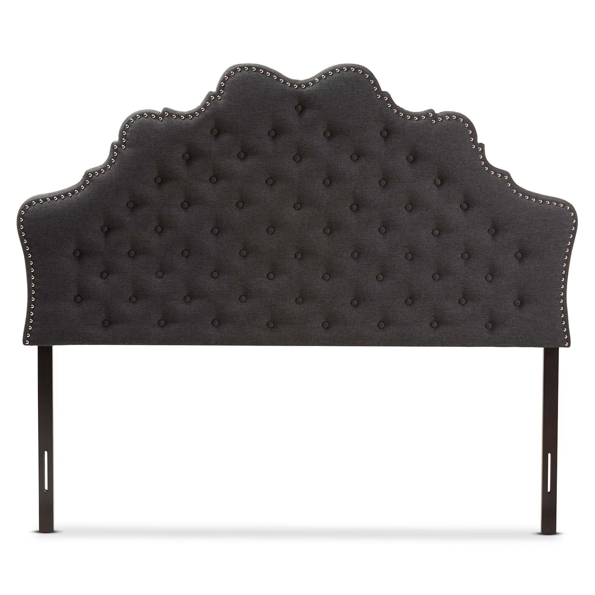 Angle. Baxton Studio - Hilda Modern and Contemporary Fabric Queen Size Headboard - Dark Grey.