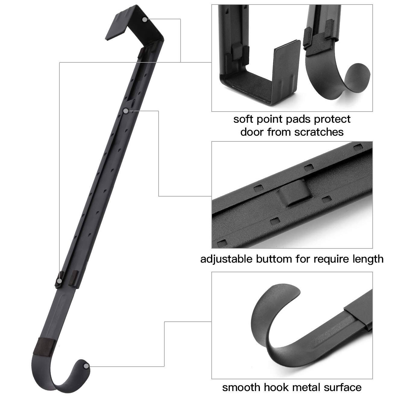 - Soft point pads protect door from scratches
- Adjustable button for require length
- Smooth hook metal surface