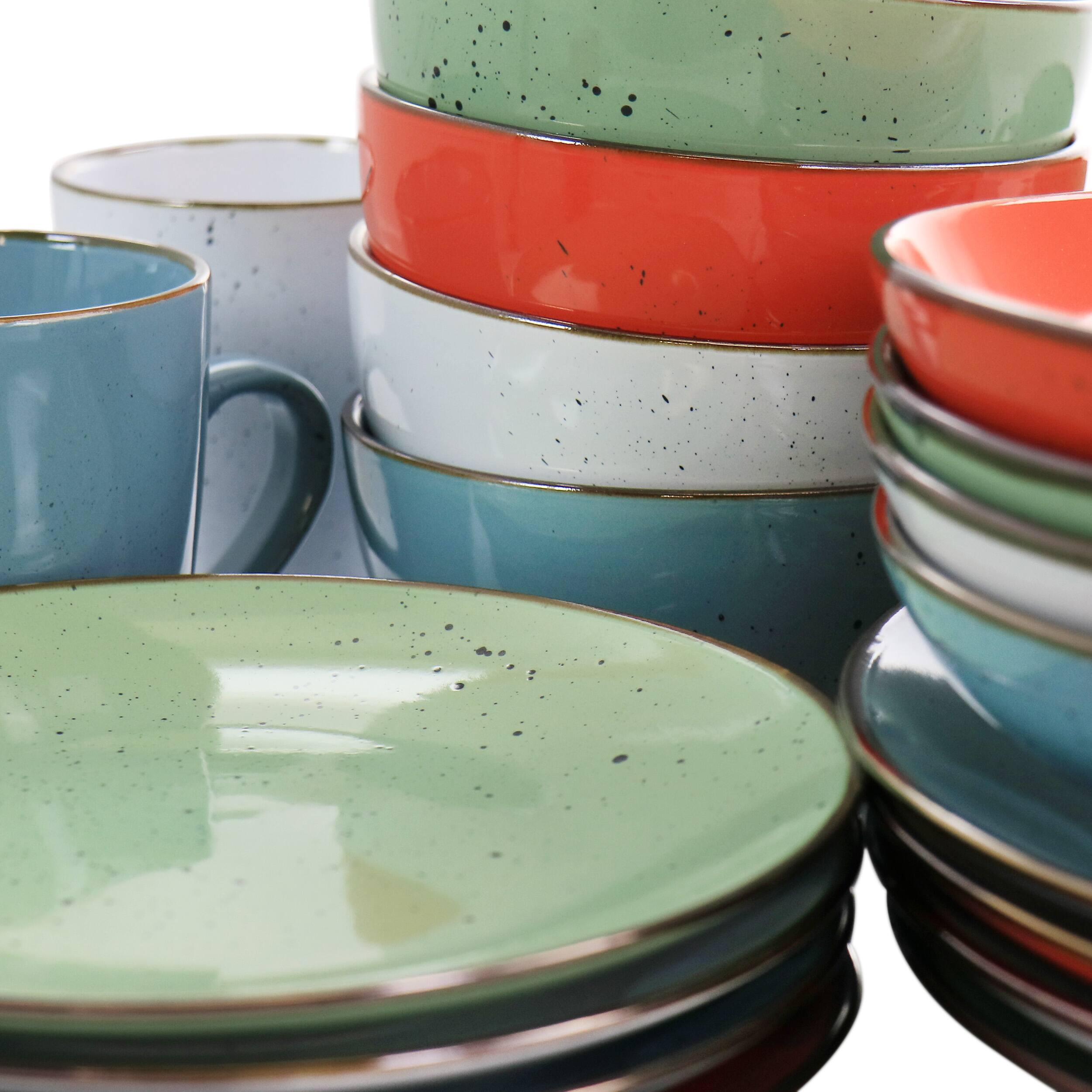Alt View 8. Elama - Elama Evelyn 20 Piece Mix and Match Round Stoneware Dinnerware Set in Assorted Colors - Assorted.