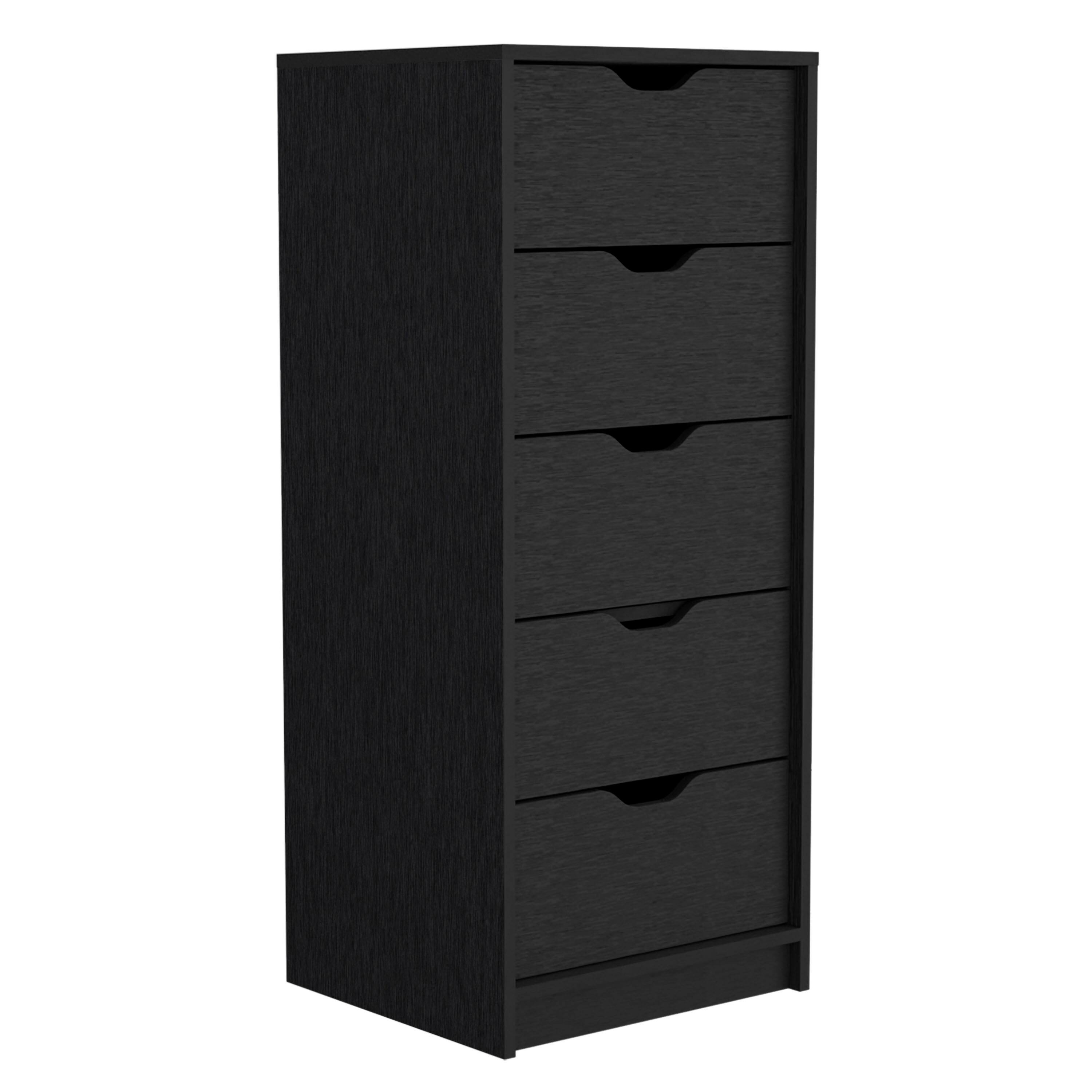Alt View 2. TuHome - Basilea 5 Drawers Tall Dresser, Pull Out System - Black.