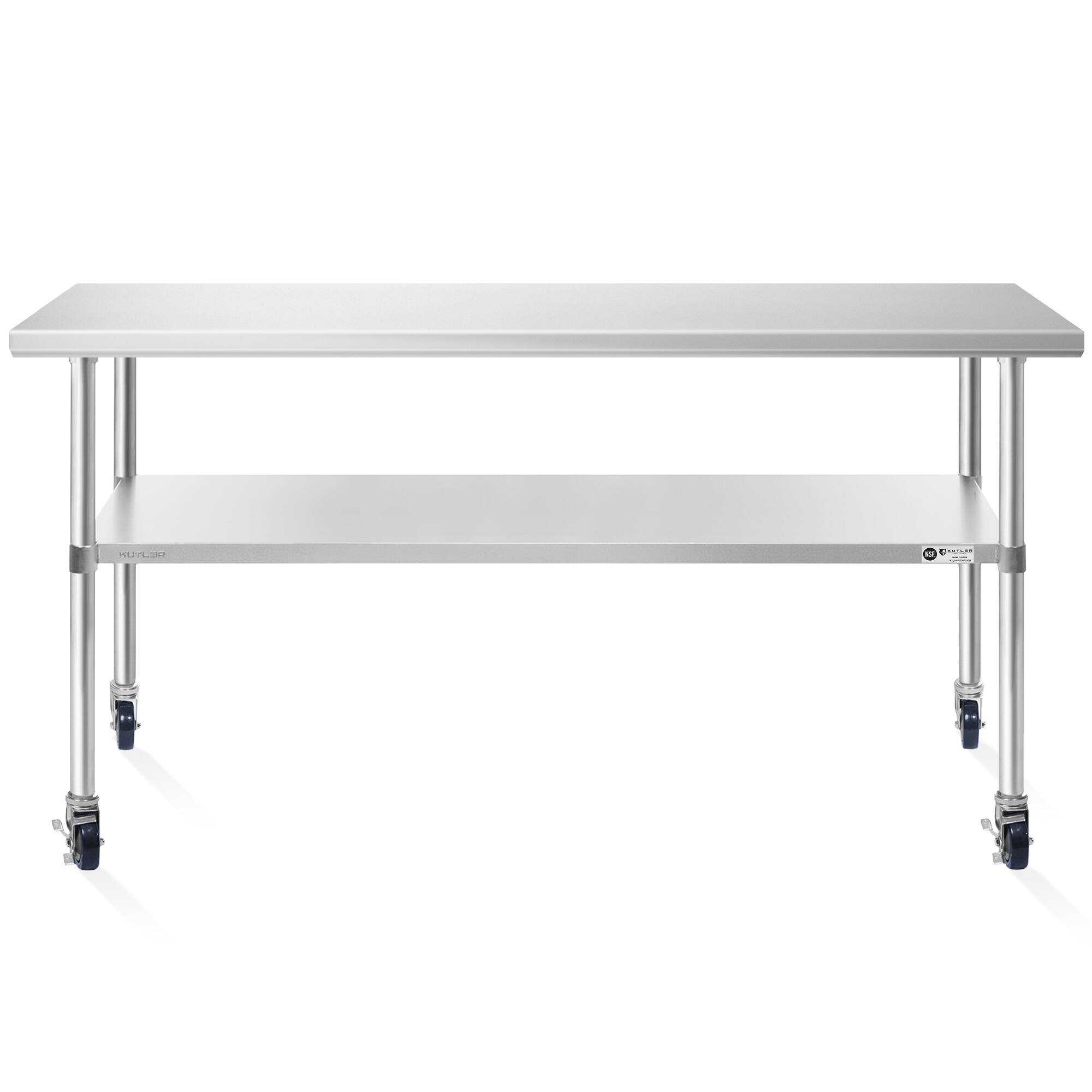 Alt View 1. KUTLER - NSF Commercial Stainless Steel Prep and Work Table with Wheels - Silver.